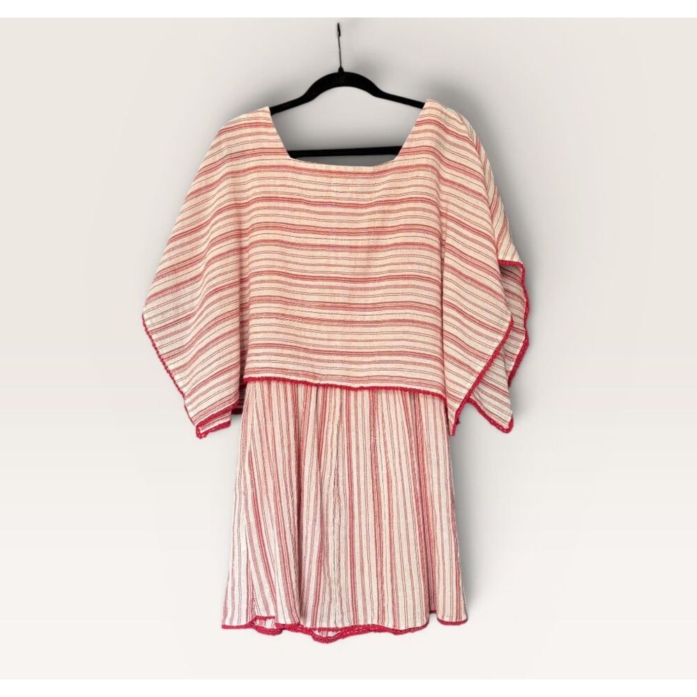 Hoss Intropia Mini Cape Dress Cotton Red White Stripe Boho - Picture 5 of 7